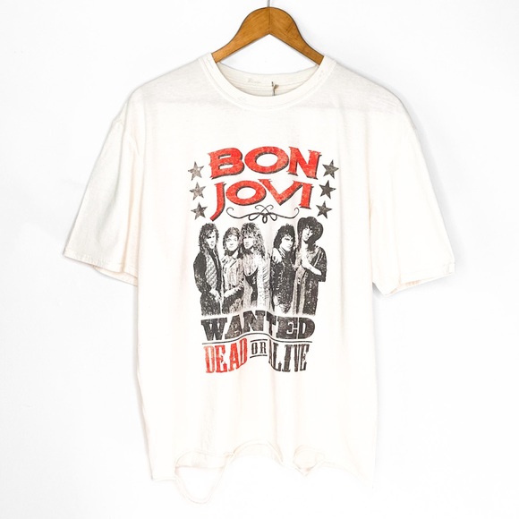 Bon Jovi Tops - Destroyed Bon Jovi ‘Wanted Dead or Alive’ Tee